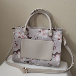Mia & Luca Floral & Butterfly Cream Gray & Pink Crossbody Purse Adjustable Strap